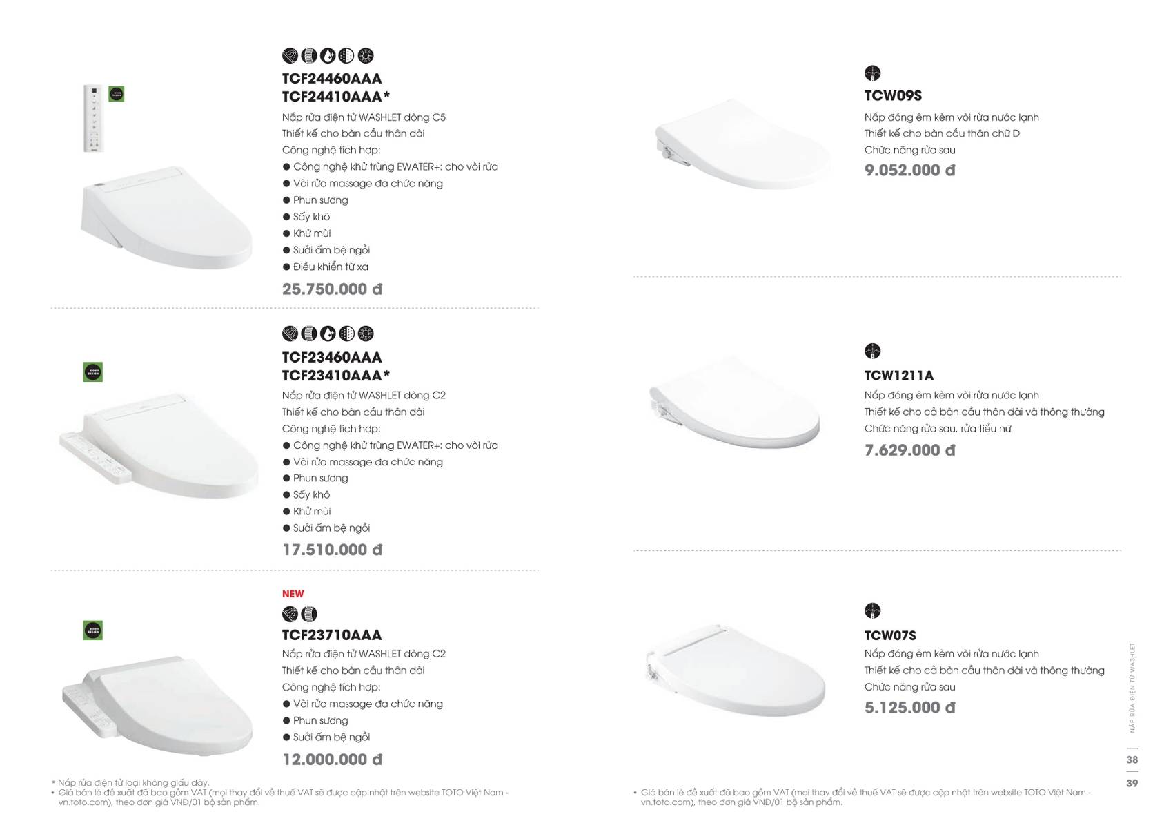 Thiết bị vệ sinh TOTO Catalogue và Bảng giá mới nhất  2025 /Page 20